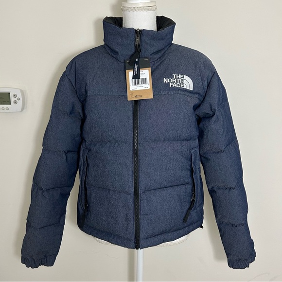 The North Face Women's '92 Reversible Nuptse Coat Denim Blue TNF Black Sz M L XL - Picture 1 of 12